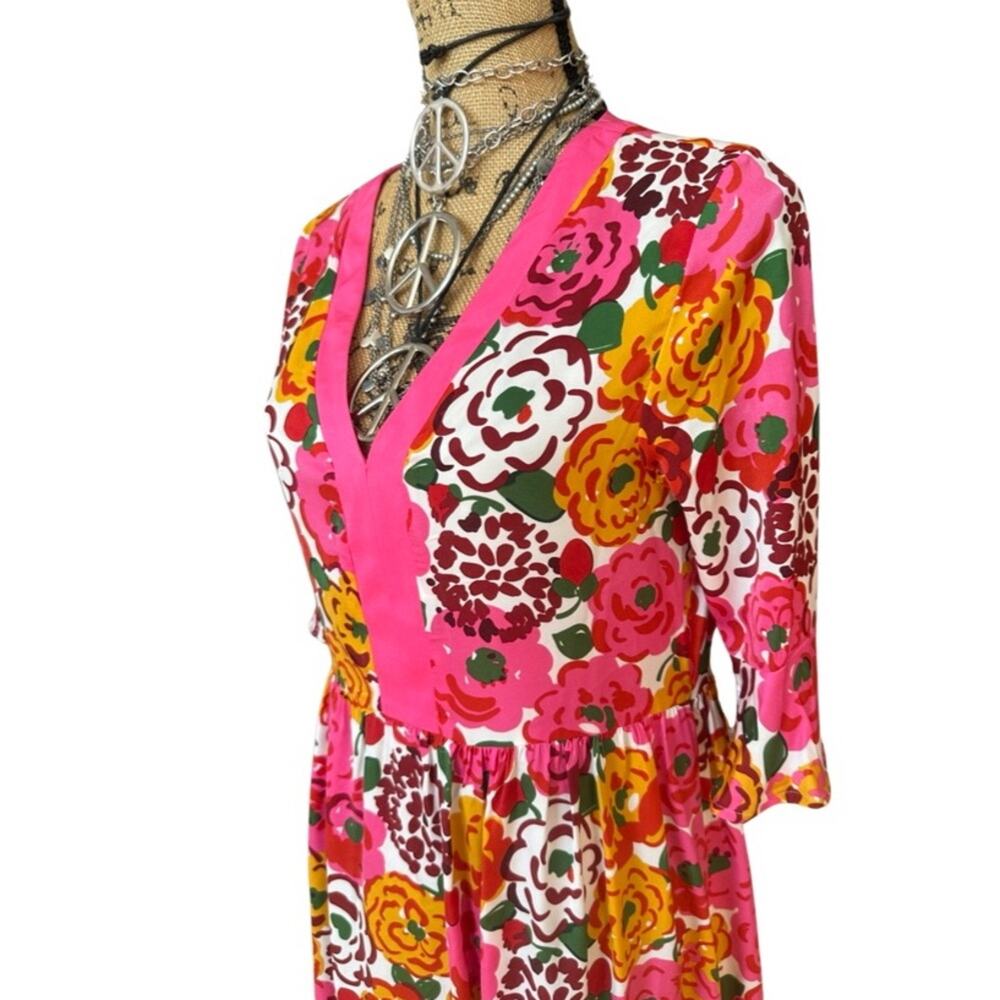 Kate Spade New York Pink Multicolored Floral Print Lightweight Caftan Size XS/S - Picture 7 of 14